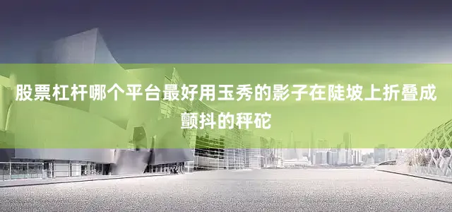 股票杠杆哪个平台最好用玉秀的影子在陡坡上折叠成颤抖的秤砣